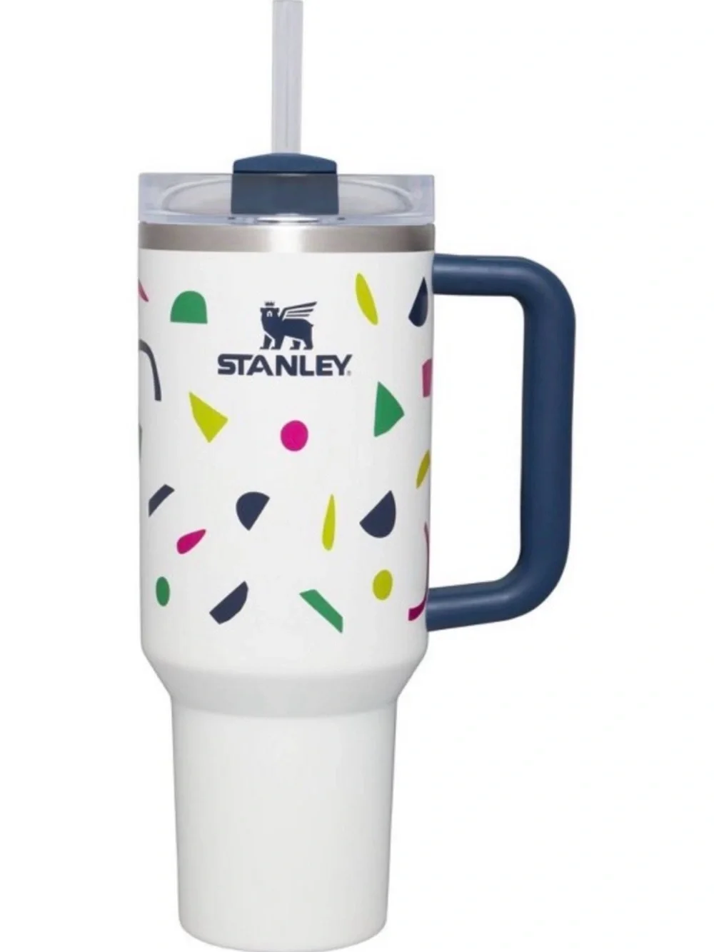 Stanley White Confetti Travel Mug with Navy Handle - Picture 1 of 8